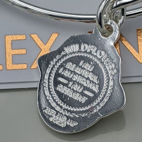 Alex Ani Shiny Silver Purple Wildflower Bracelet - Picture 8 of 9